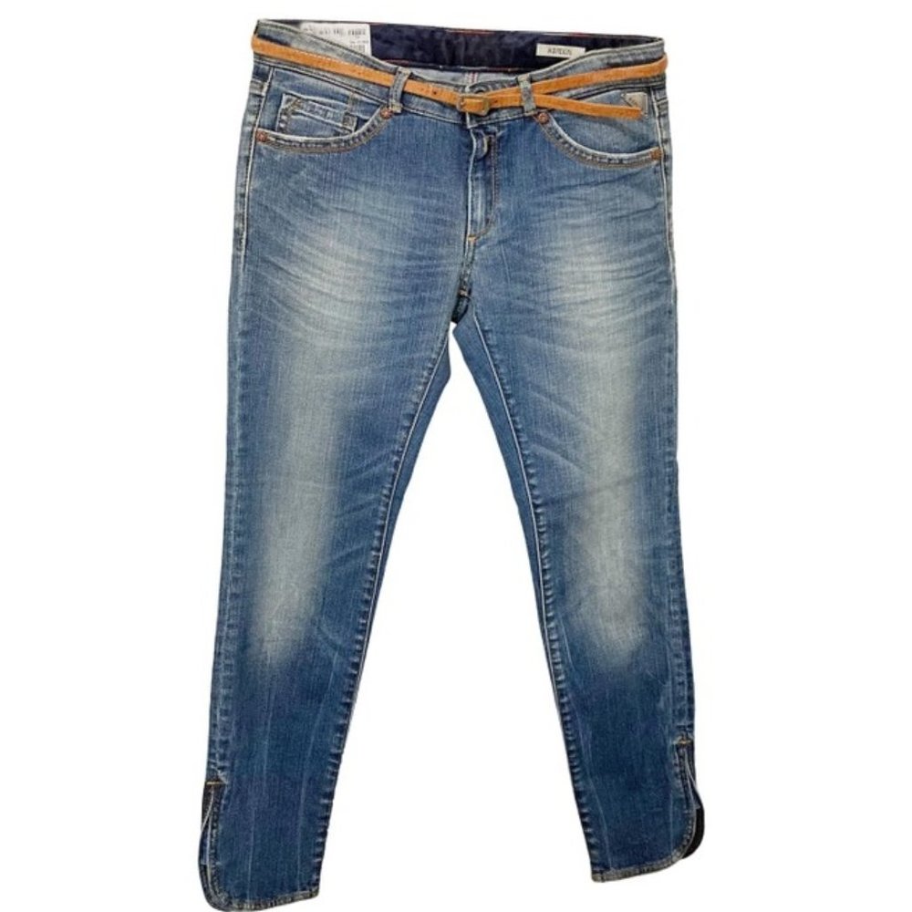 Replay women's size 28 belted tapered slit leg "KIMDON" Kim Kardashian jeans